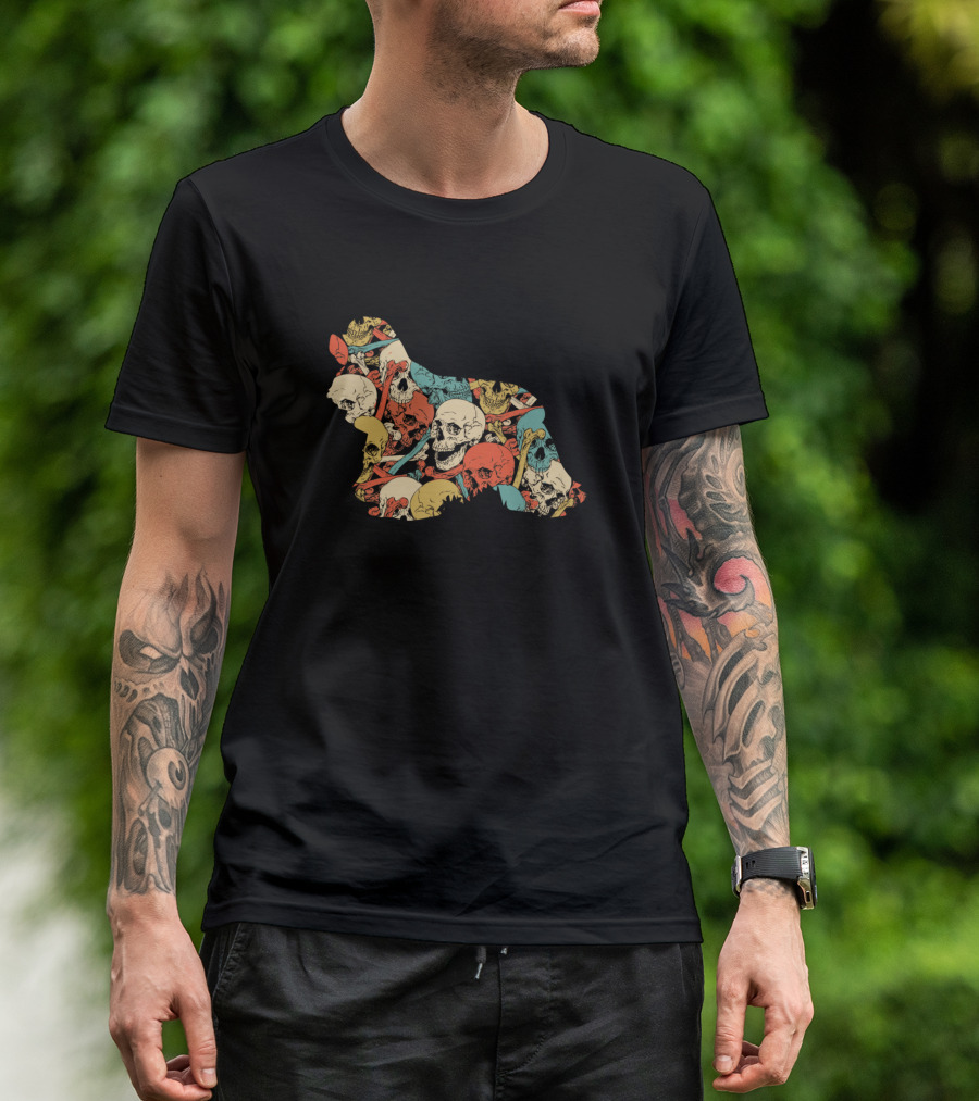 Zombie Cocker Spaniel Skull Colorful Skulls And Bones T-Shirt