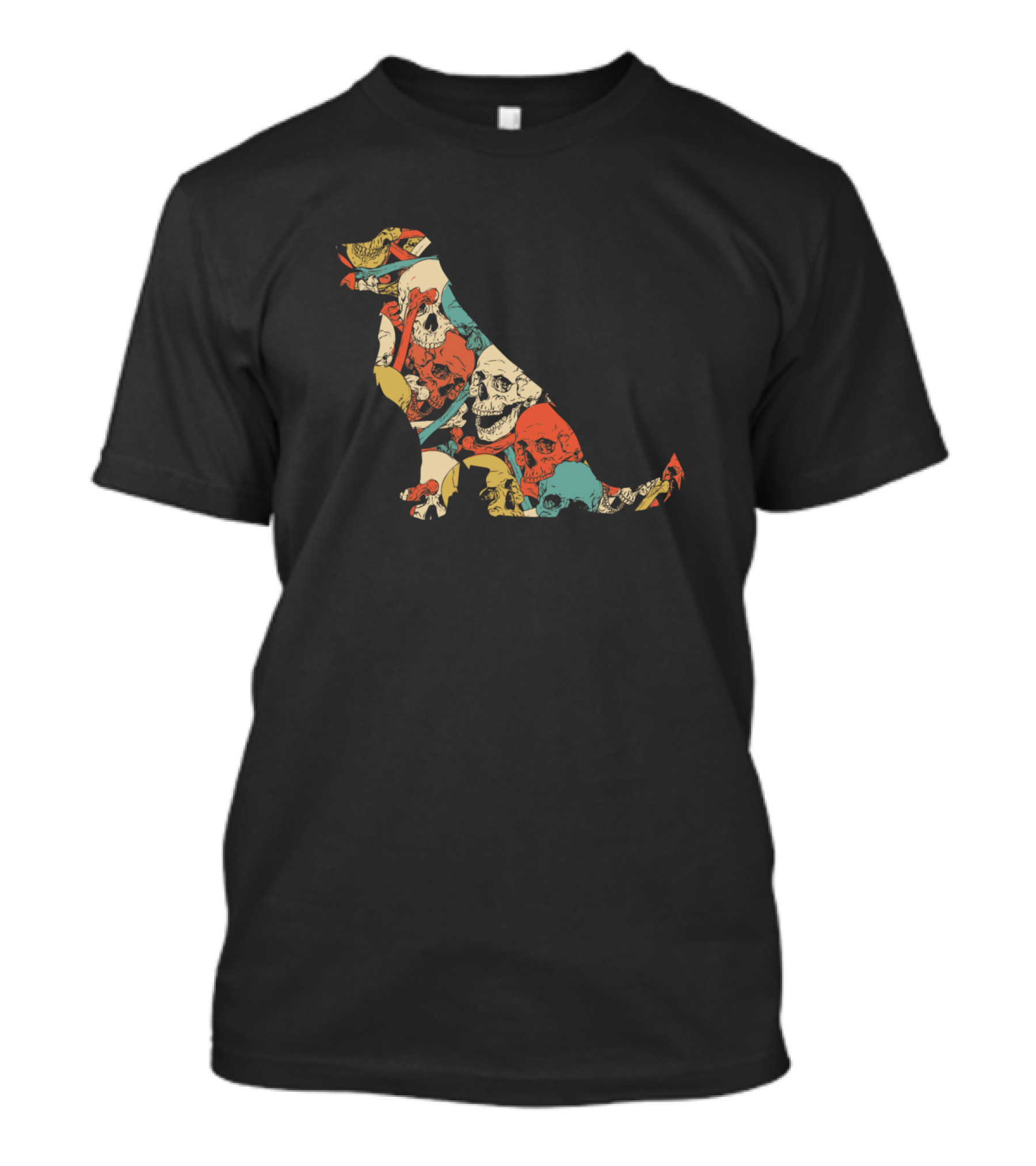 Zombie Golden Retriever Colorful Skull T-Shirt