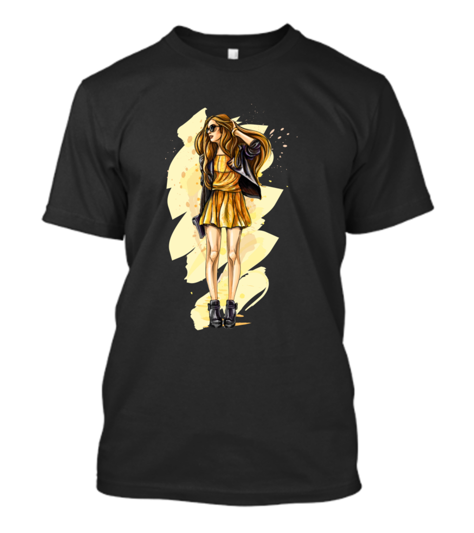 Beautiful Young Woman Fashion Girl In Stylish Outfit With Bag T-Shirt
