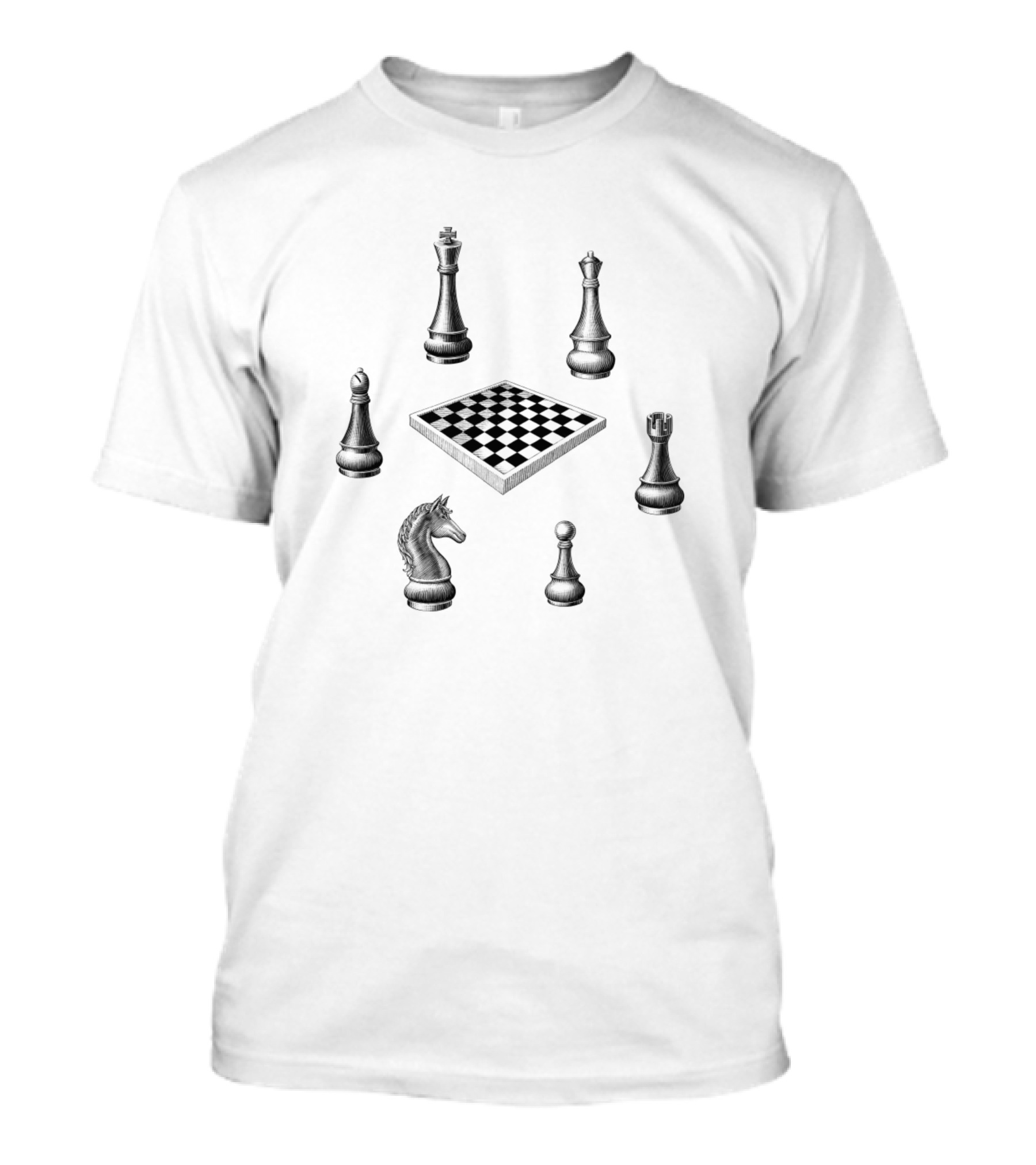 Chess Black White Board Pencil Queen Indie Art Kin T-Shirt