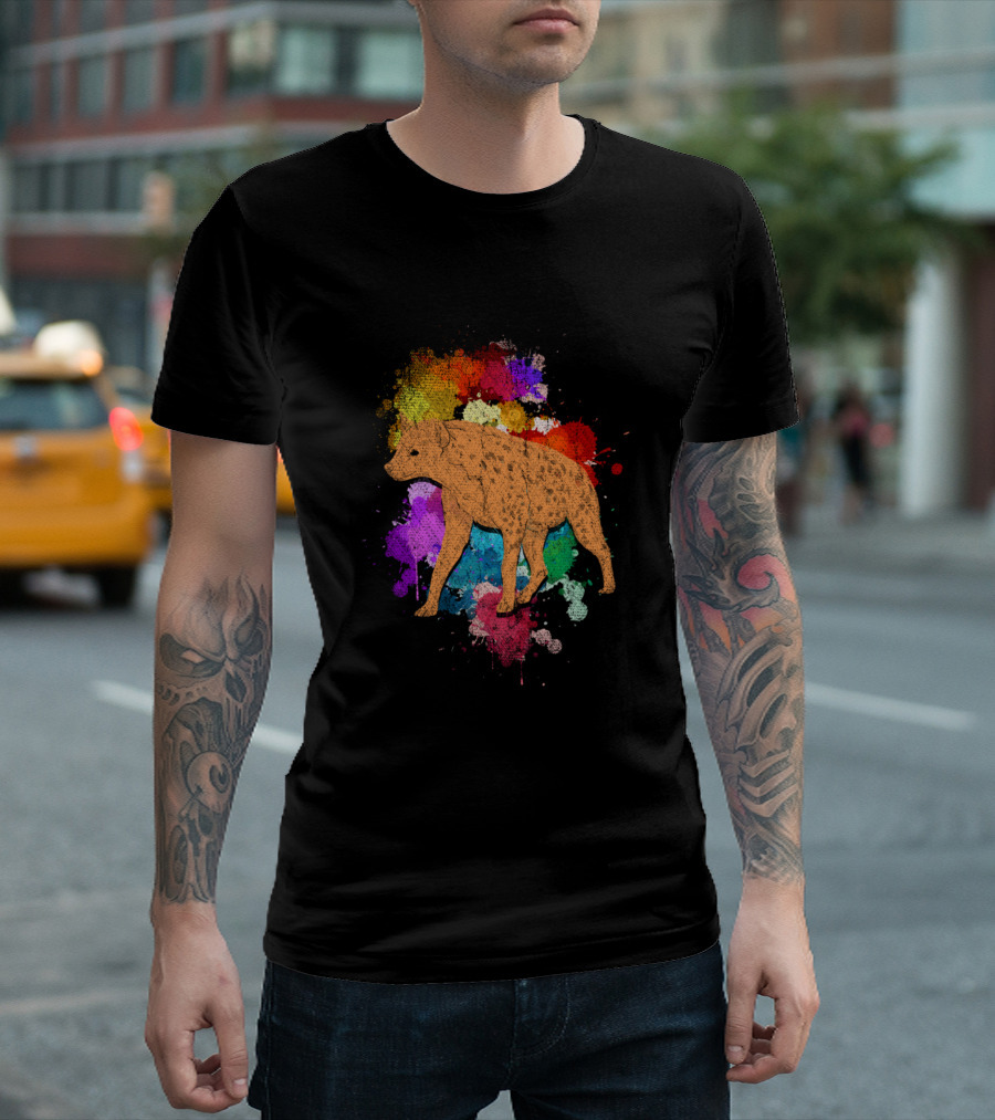 Color Splash Hyena Multicolor Paint Splatter T-Shirt