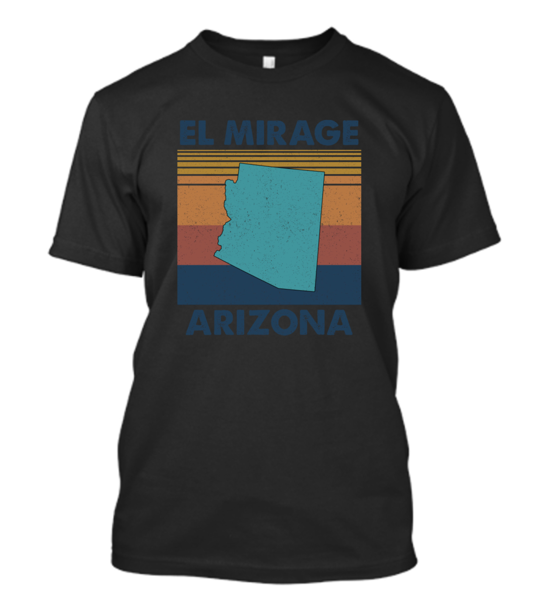 El Mirage Arizona Retro Style With State Outline And Sunset Stripes T-Shirt