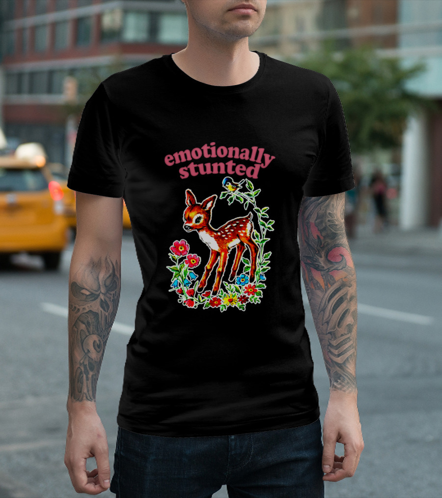 Emotionally Stunted With Bambi And Flowers T-Shirt