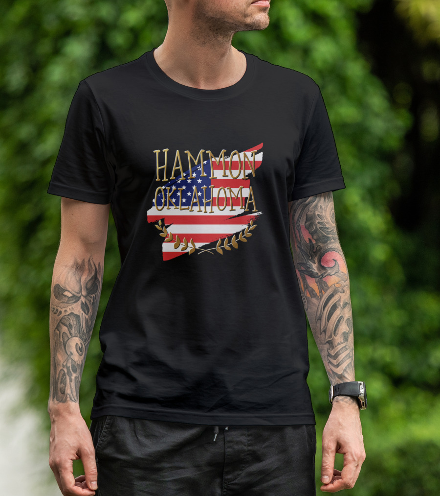 Hammon Oklahoma American Flag Laurel T-Shirt
