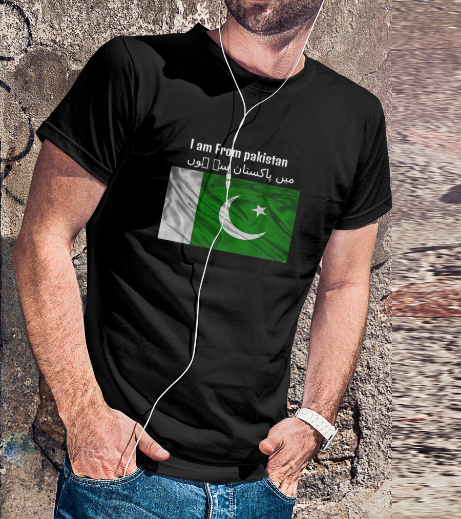 I Am From Pakistan Green And White Flag Crescent Star T-Shirt