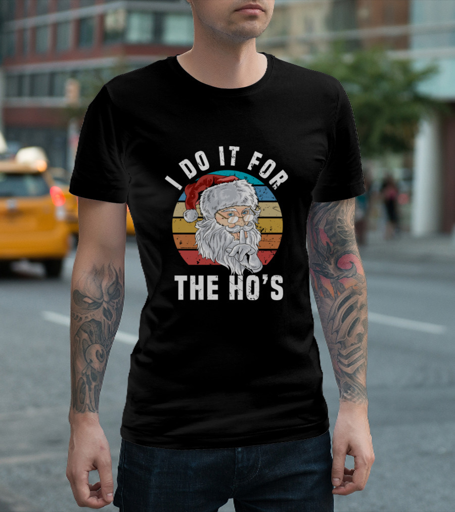I Do It For The Hos Santa with Vintage Hipster T-Shirt