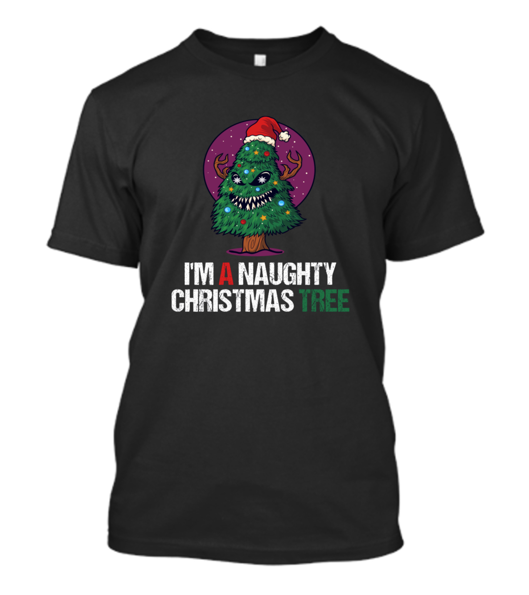 I'm A Naughty Christmas Tree Funny Santa Hat Costume T-Shirt