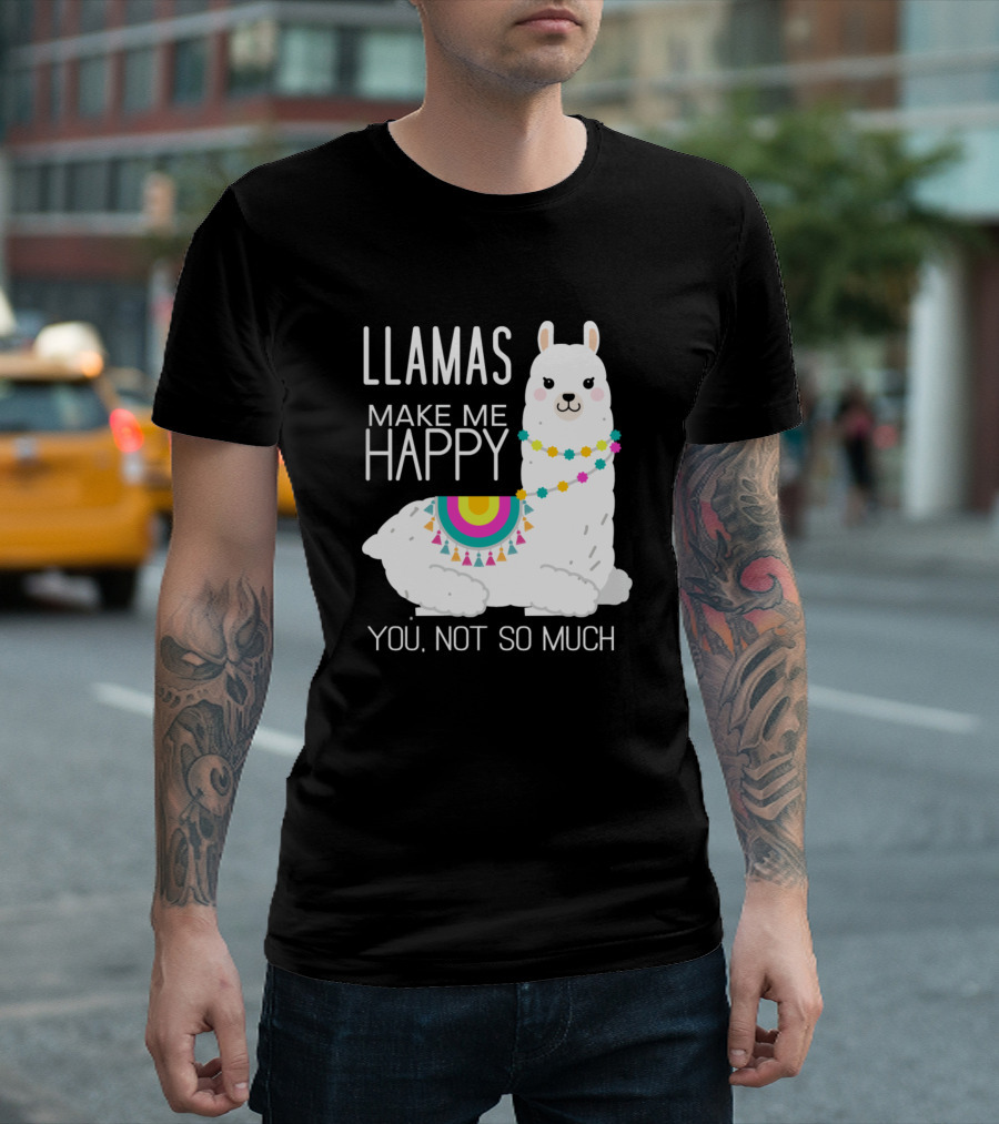 Llamas Make Me Happy You Not So Much Colorful Blanket And Beads T-Shirt