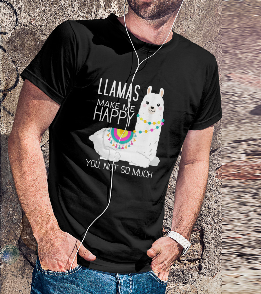 Llamas Make Me Happy You Not So Much Colorful Blanket And Beads T-Shirt