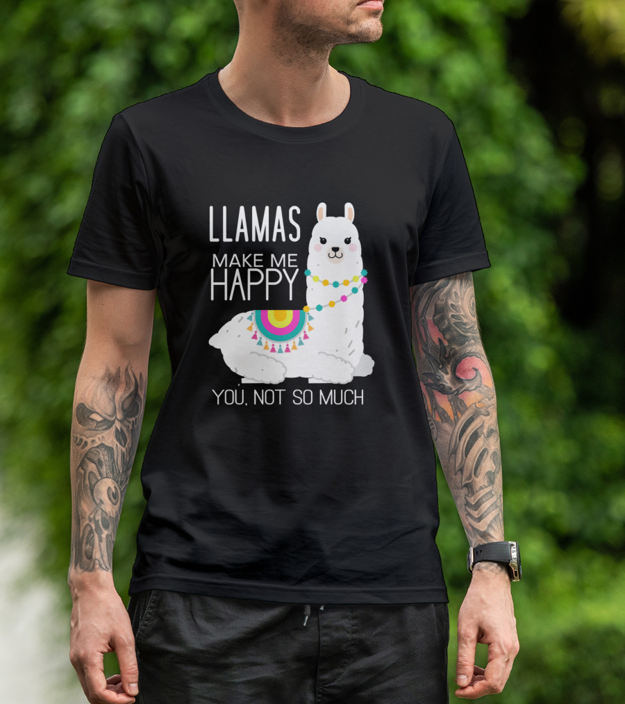 Llamas Make Me Happy You Not So Much Colorful Blanket And Beads T-Shirt