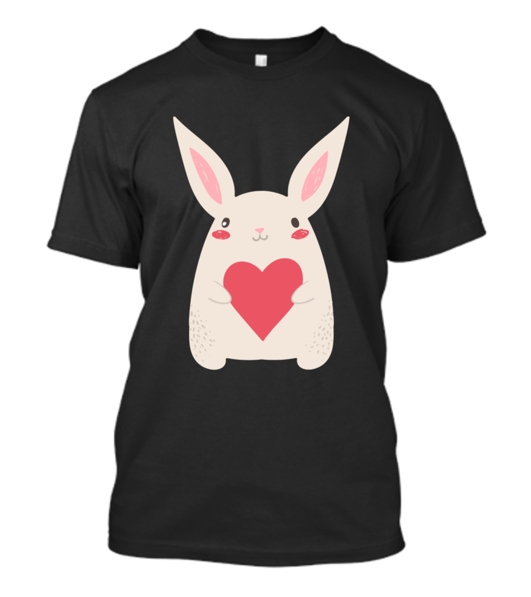 Lovely Cute Bunny Holding Heart Drawing T-Shirt