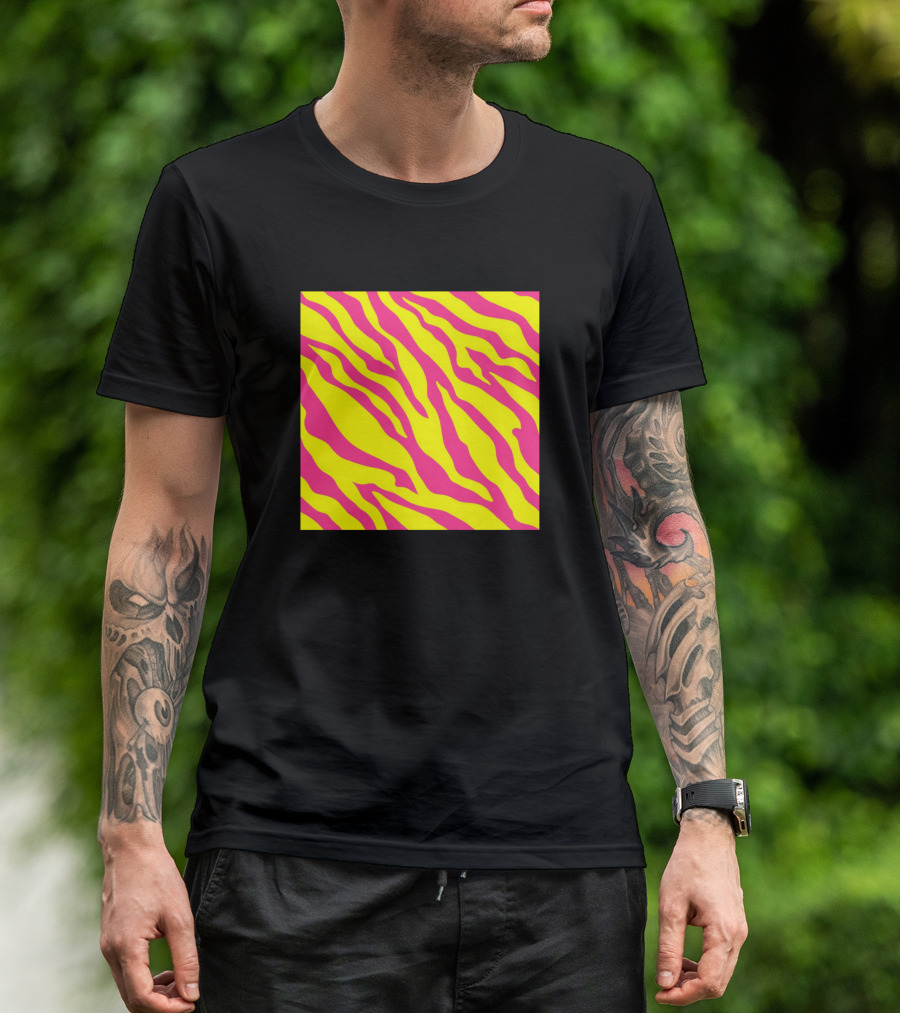 Pink And Yellow Animal Zebra Stripes T-Shirt