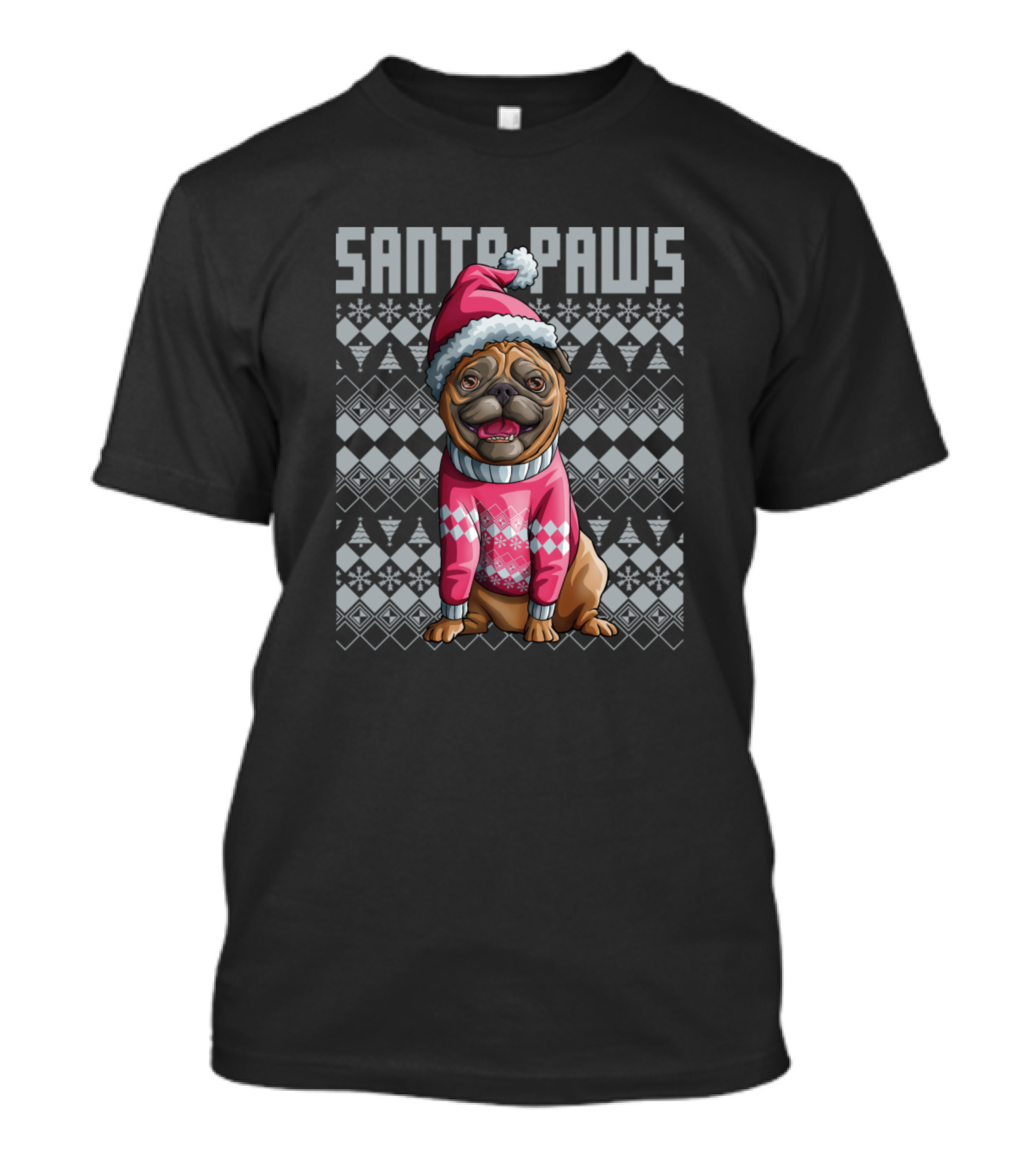 Santa Paws Pug Ugly Christmas Family Matching Sant Claus T-Shirt