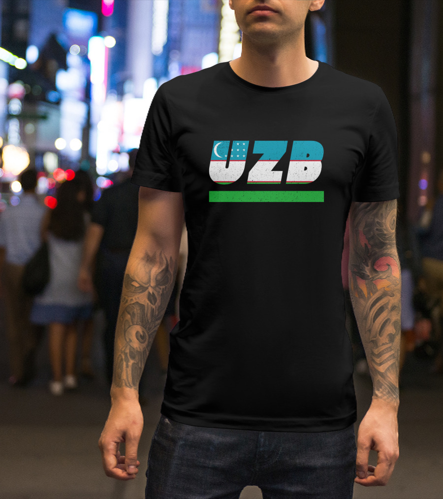 UZB Uzbekistan Flag Colors Iso Code 3166 T-Shirt
