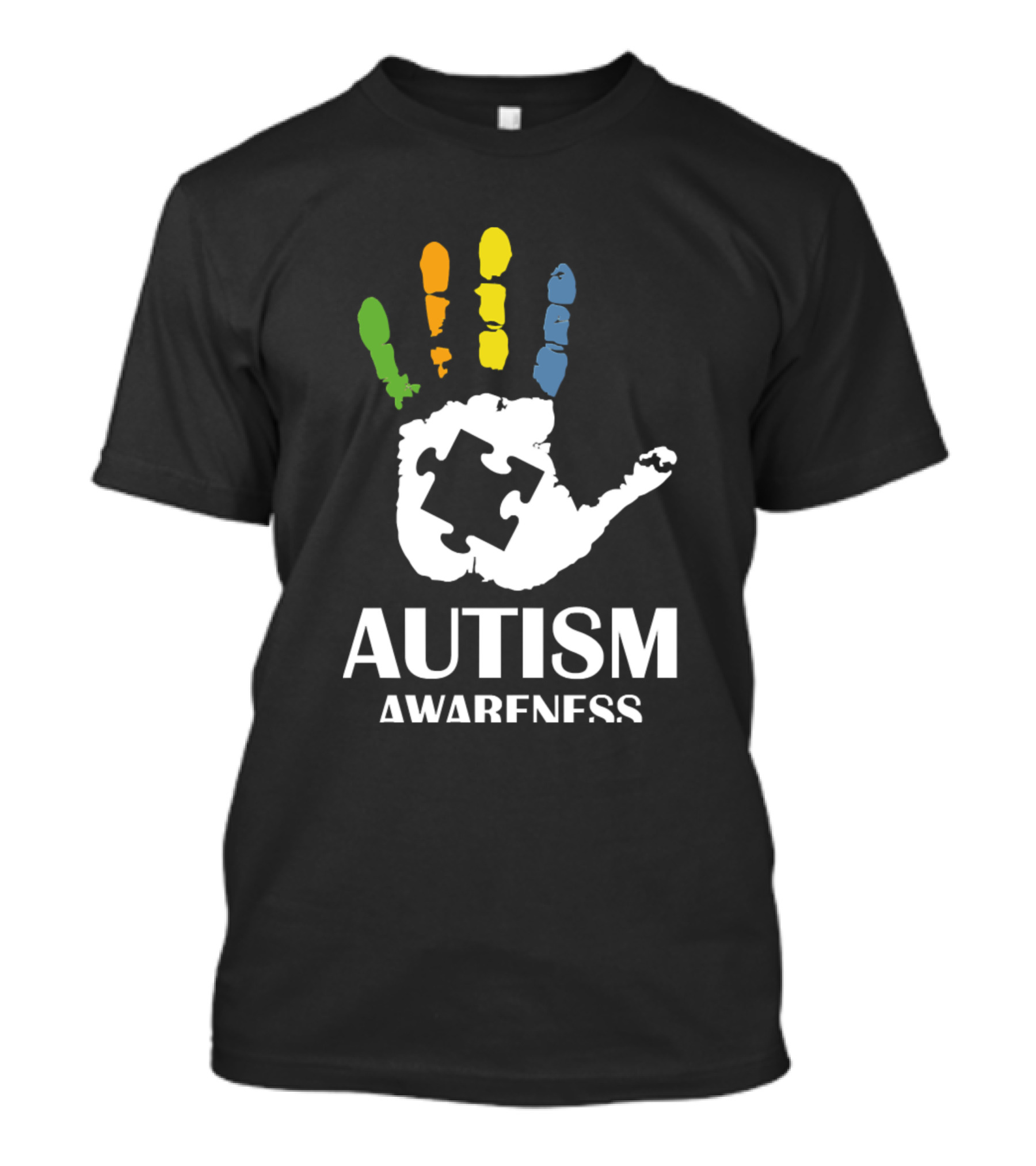 Autism Awareness Colorful Hand Puzzle Piece T-Shirt