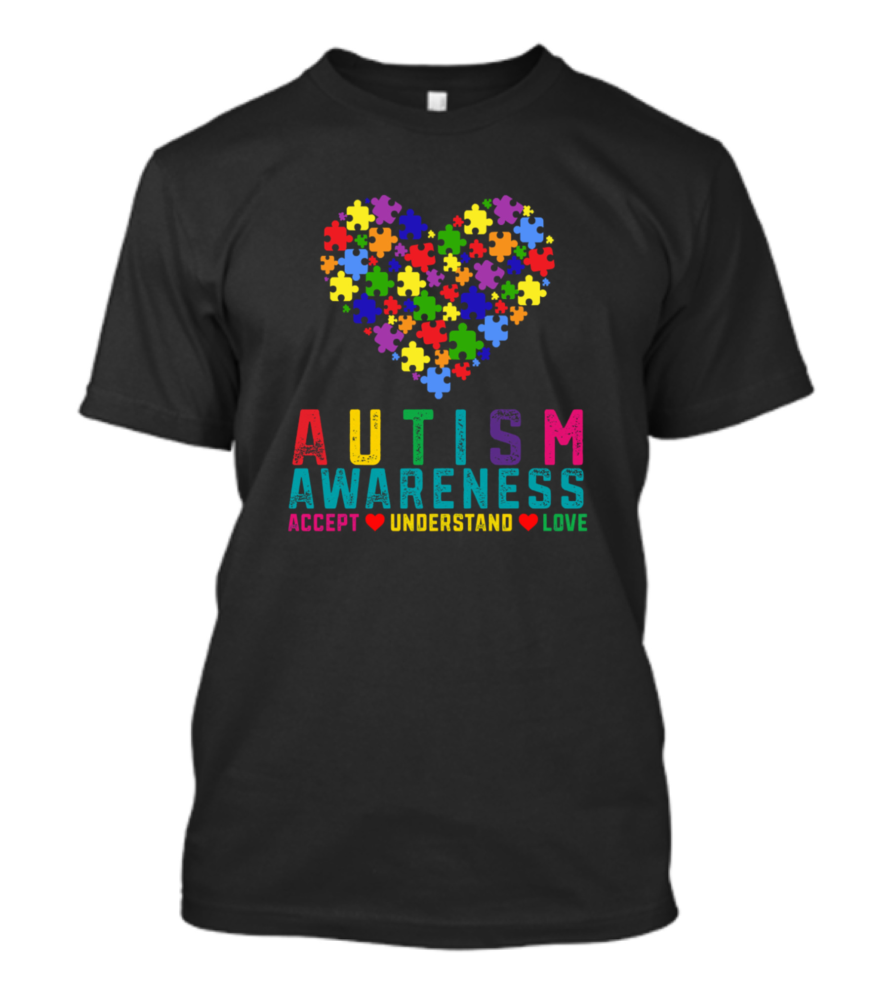 Autism Awareness Accept Understand Love Heart Puzzle T-Shirt