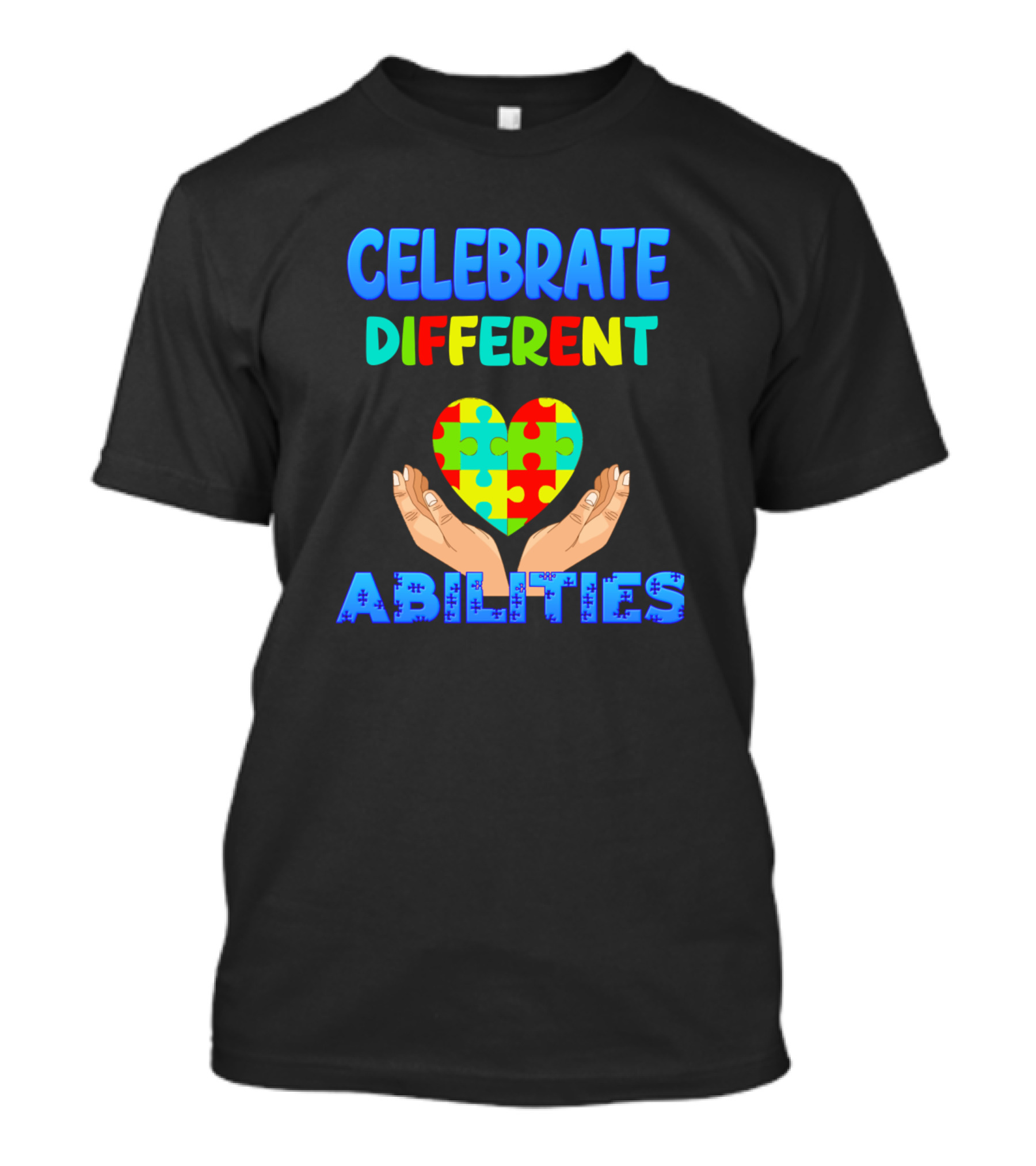 Celebrate Different Abilities Autism Puzzle Heart Hands T-Shirt