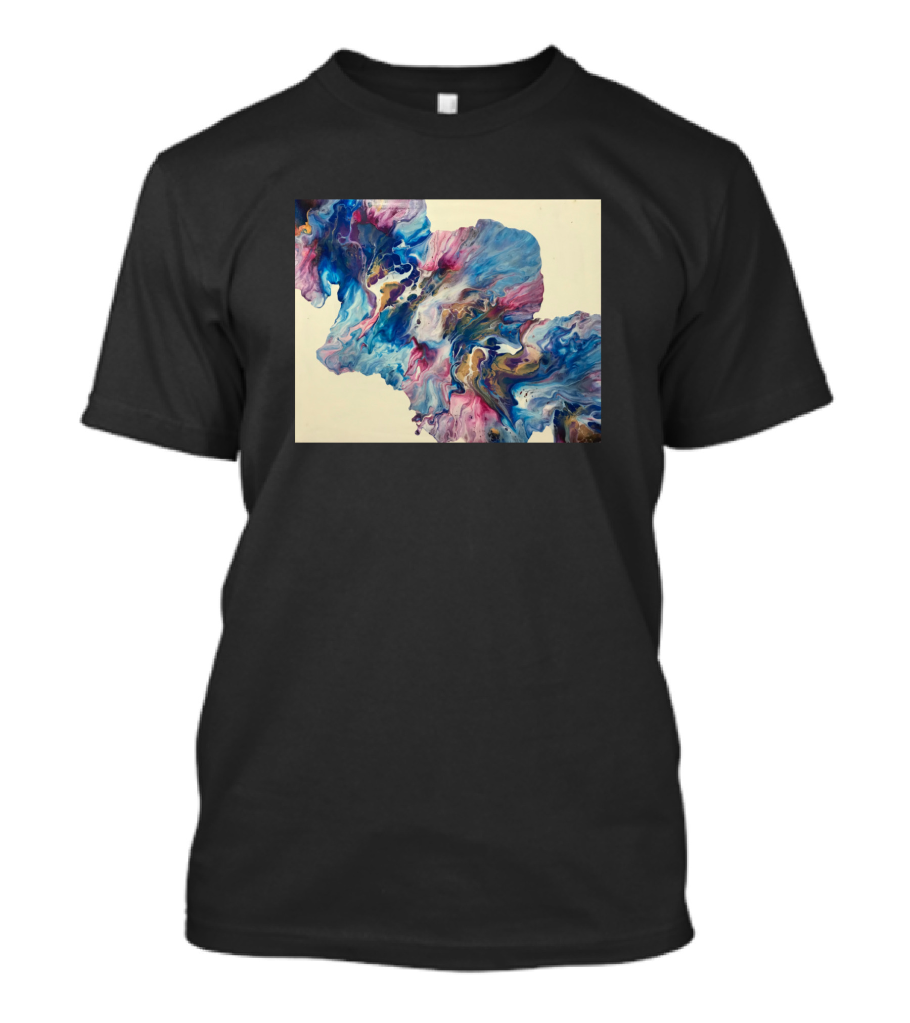 Blue Pink Gold Dutch Pour Abstract Fluid T-Shirt