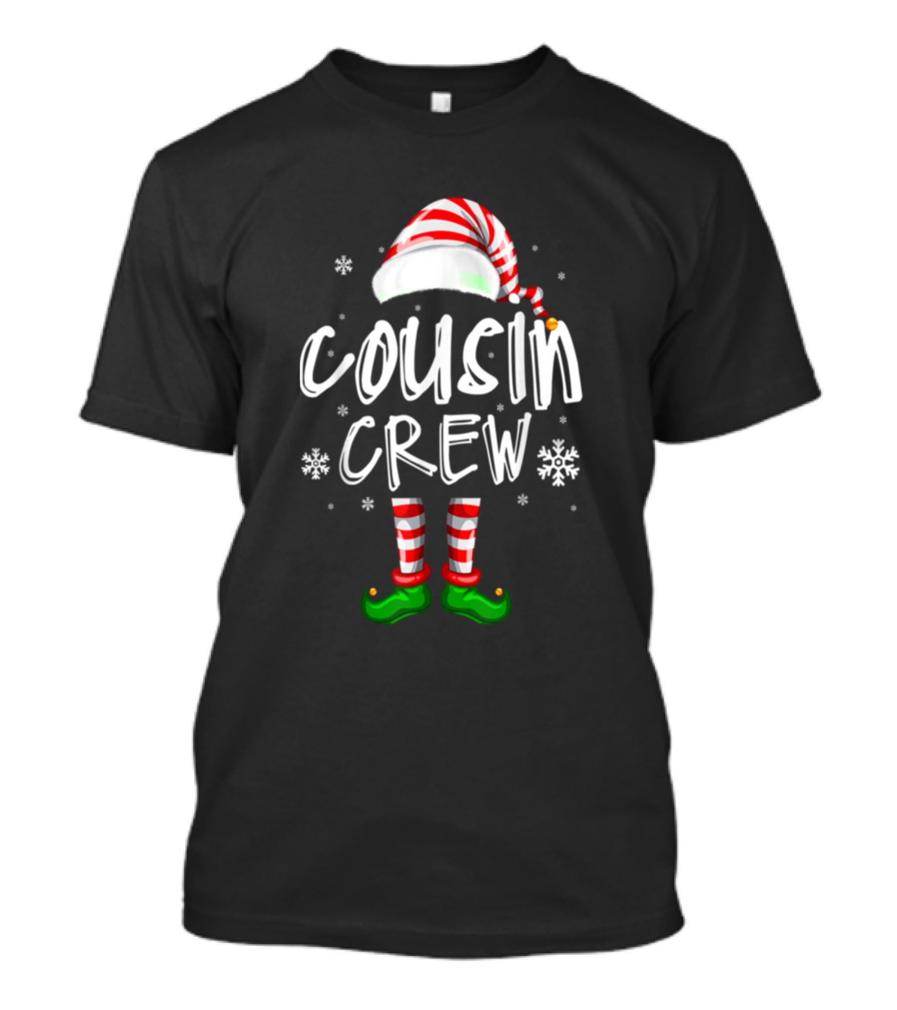 Cousin Crew Elf Christmas Striped Hat And Shoes T-Shirt