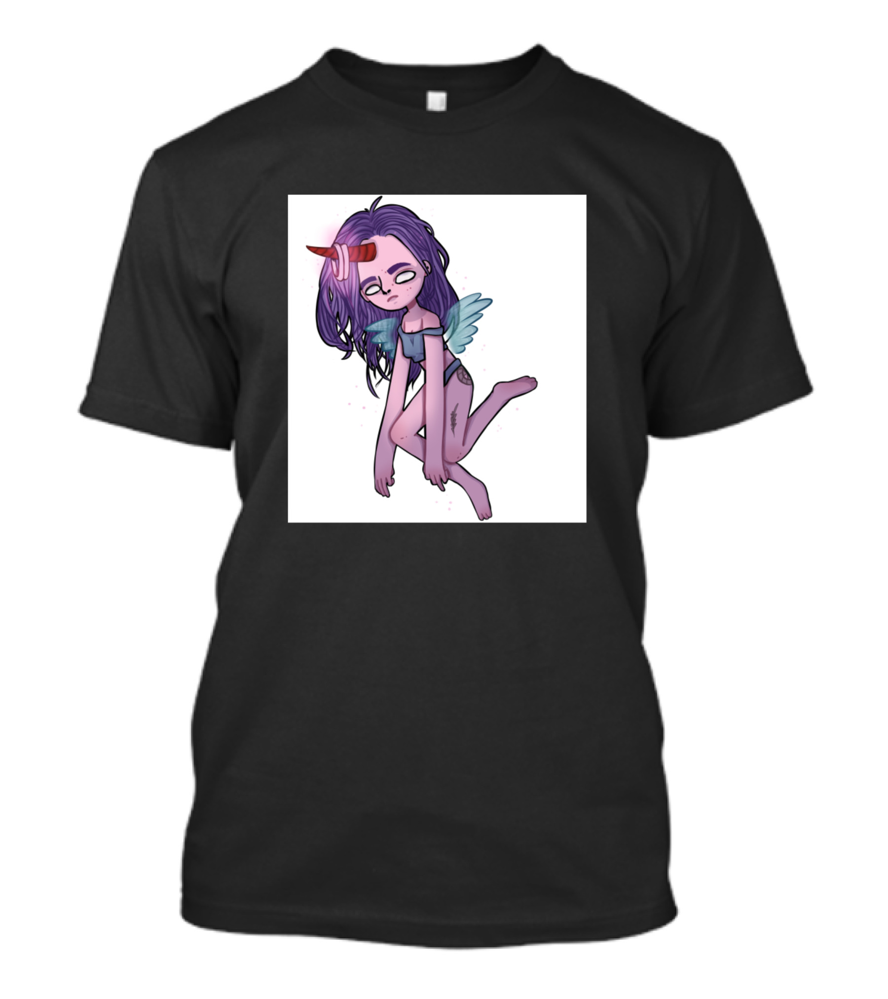 Night Angel With Purple Hair And Blue Wings T-Shirt