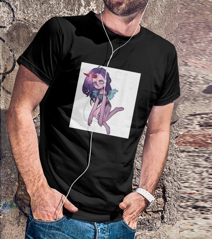 Night Angel With Purple Hair And Blue Wings T-Shirt
