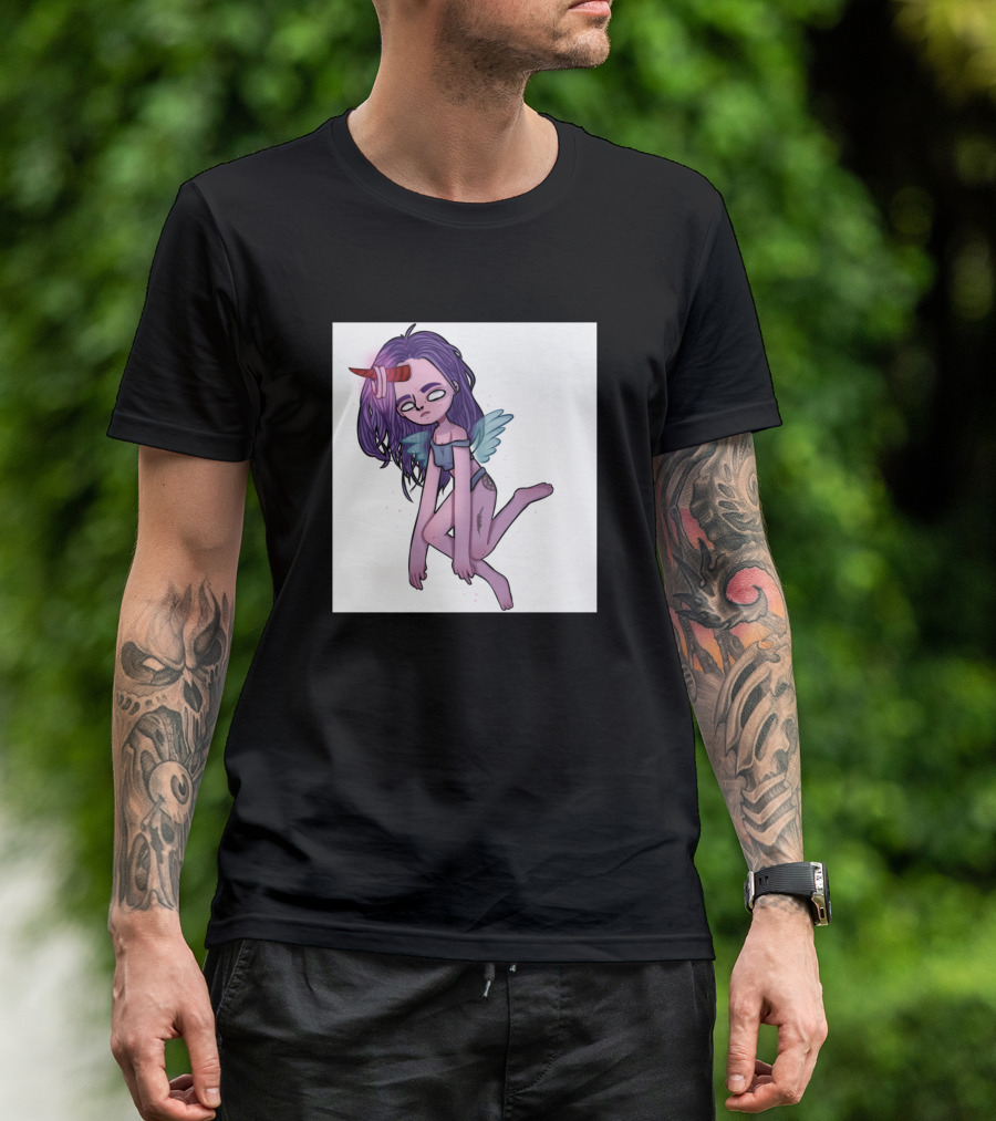Night Angel With Purple Hair And Blue Wings T-Shirt