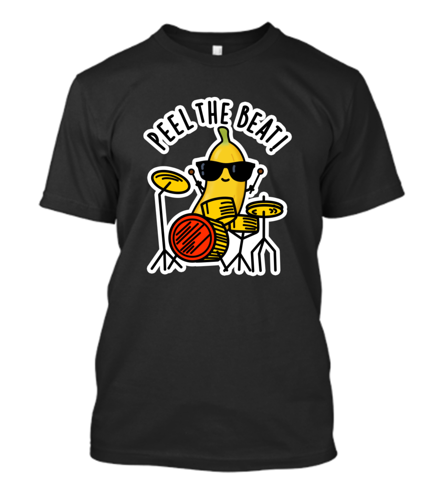 Peel The Beat Cute Banana Drummer Sunglasses Pun T-Shirt