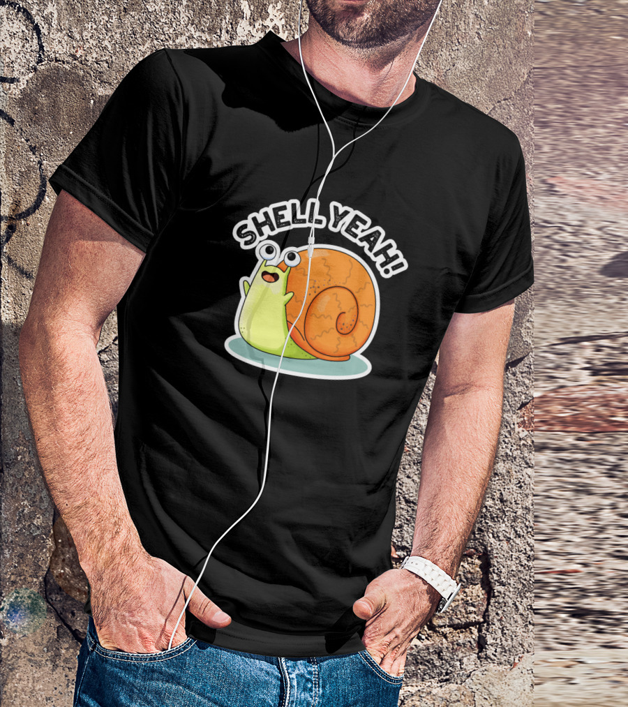 SHELL YEAH Cute Snail Pun Orange Shell T-Shirt