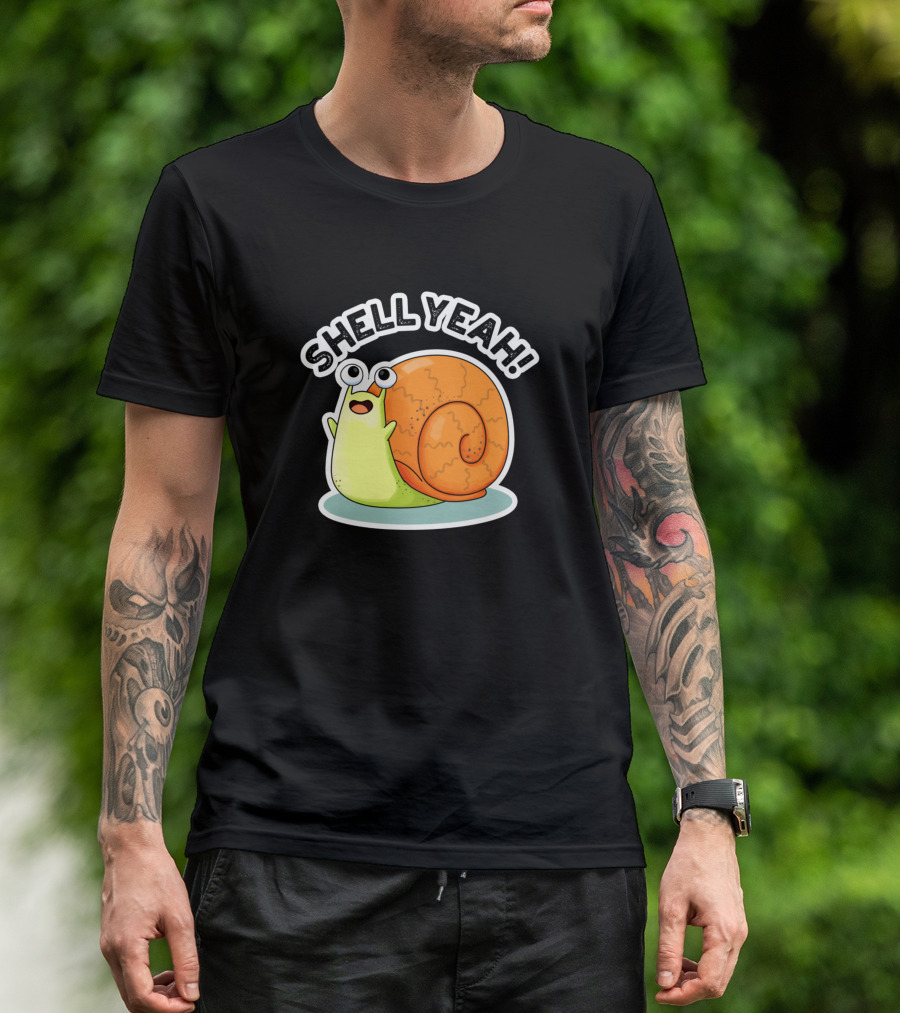 SHELL YEAH Cute Snail Pun Orange Shell T-Shirt