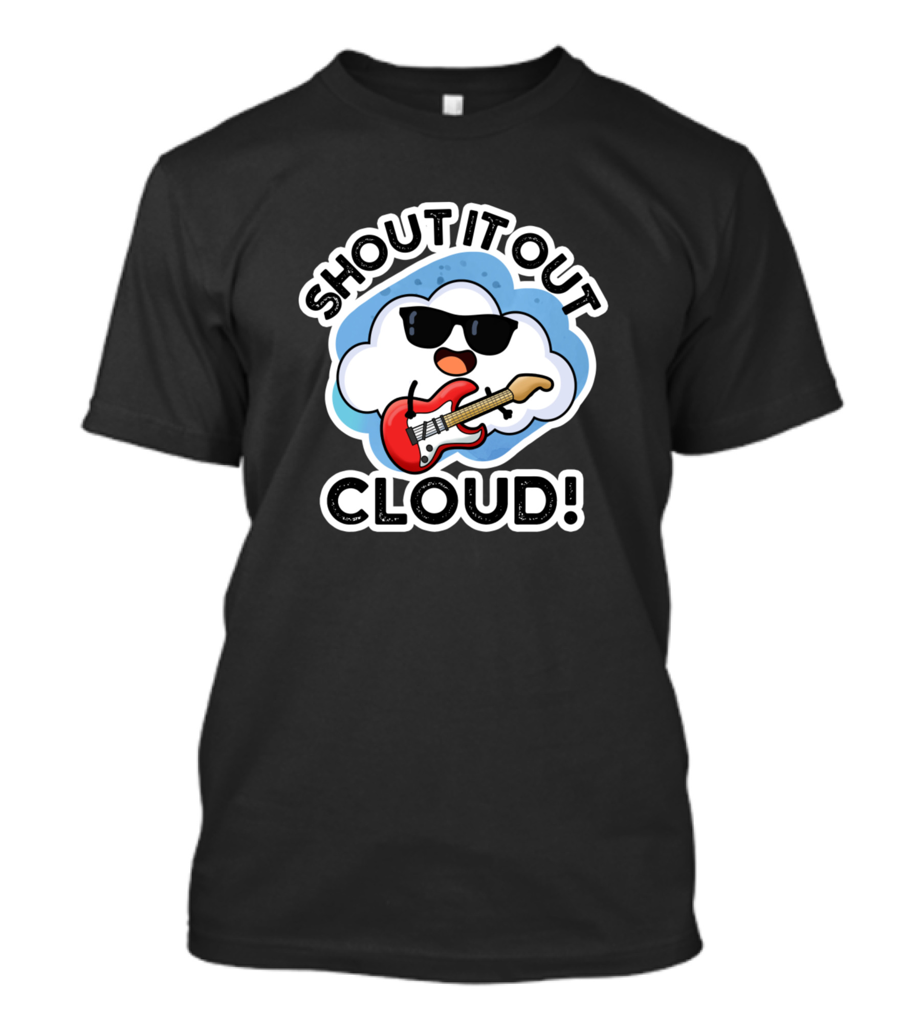 Shout It Out Cloud Cool Sunglasses Guitar Mascot T-Shirt