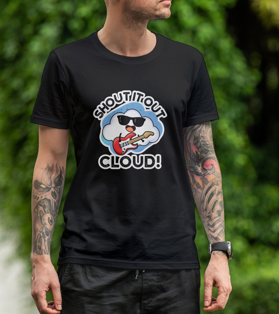 Shout It Out Cloud Cool Sunglasses Guitar Mascot T-Shirt