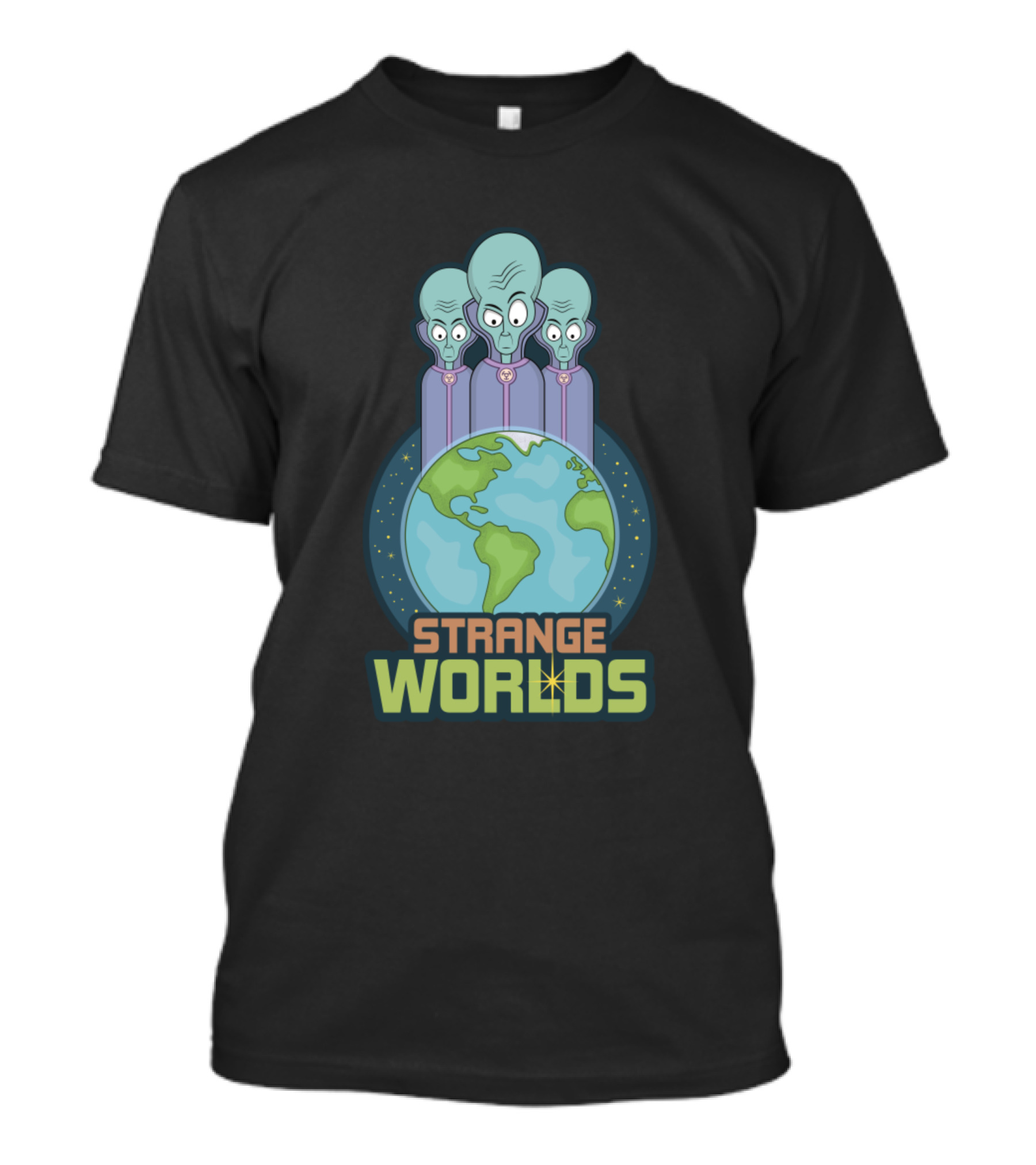 Strange Worlds Aliens Observing Planet Earth T-Shirt