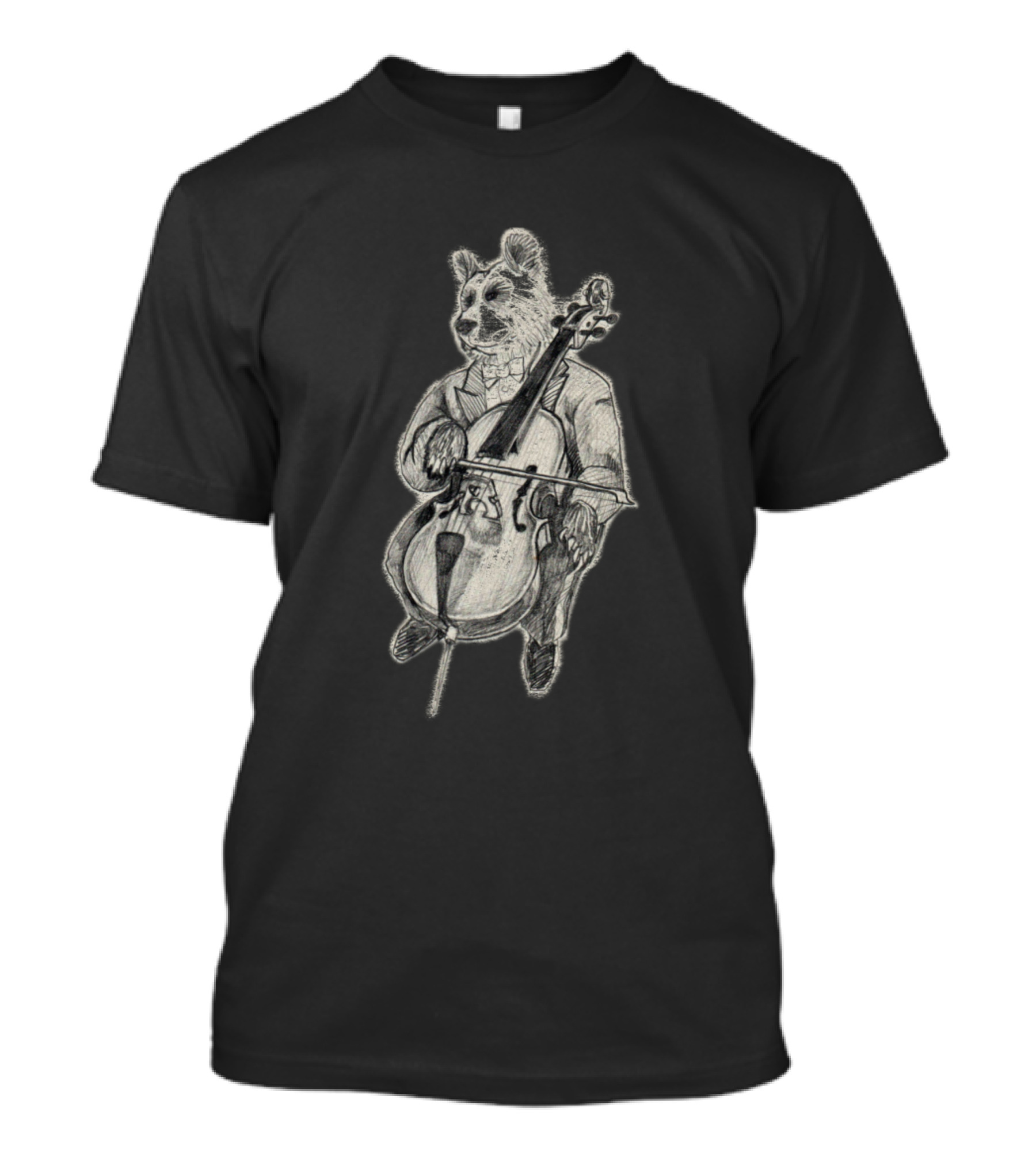 Carnival Animals Bear Playing Cello In Tuxedo Sketch T-Shirt