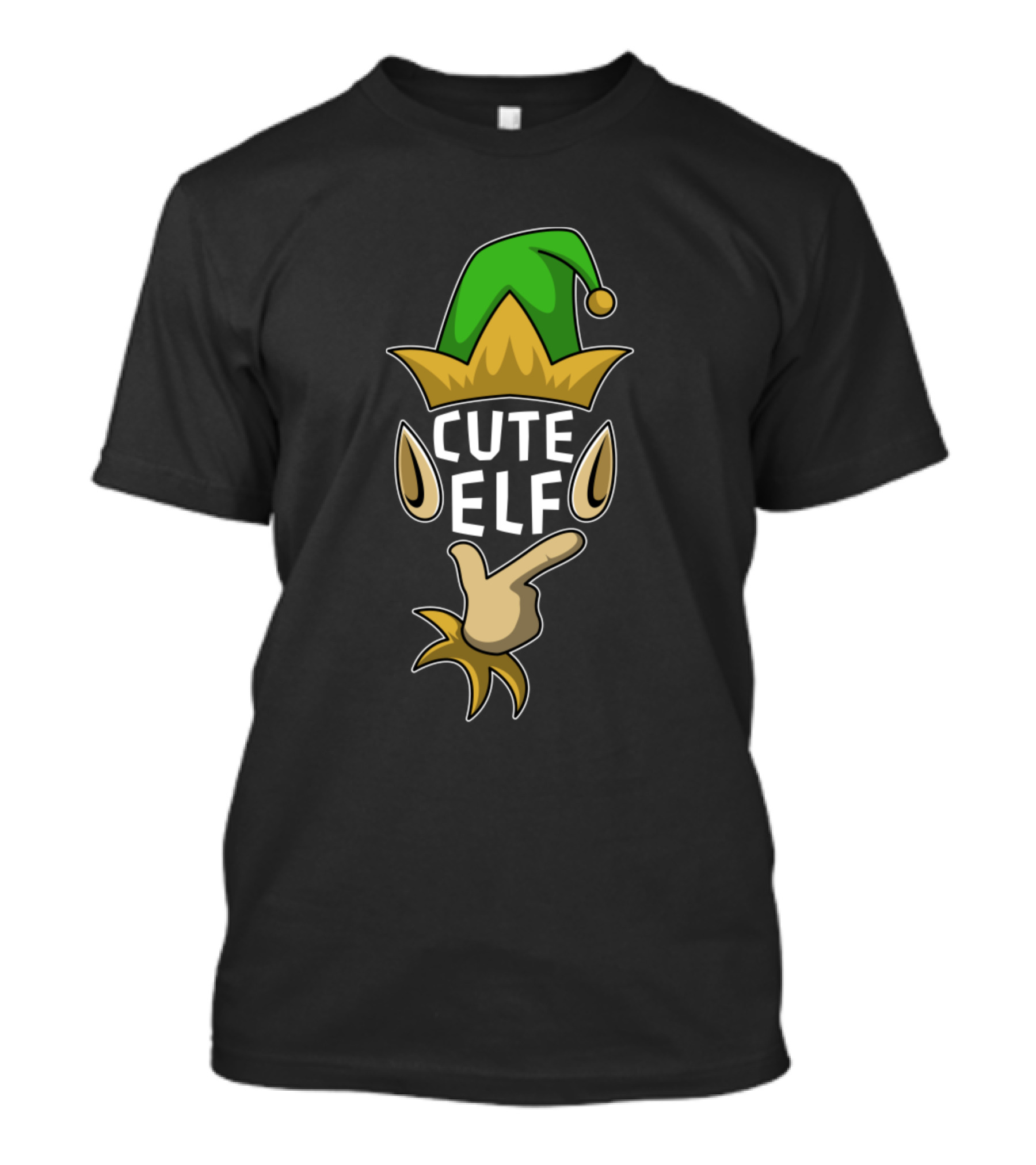 Cute Elf Green Hat And Yellow Jester Elements T-Shirt