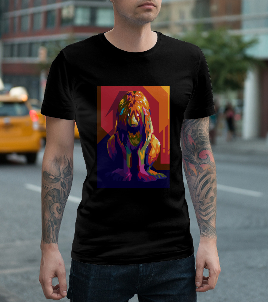 Nina Trucker Pop Colorful Abstract Lion T-Shirt