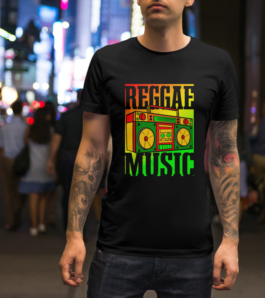 Reggae Music Boombox Vintage Jamaican Vinyls T-Shirt