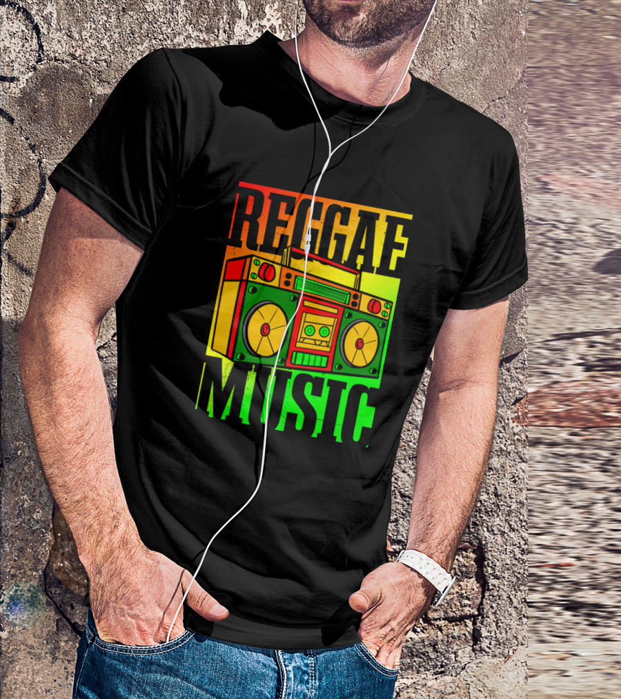 Reggae Music Boombox Vintage Jamaican Vinyls T-Shirt