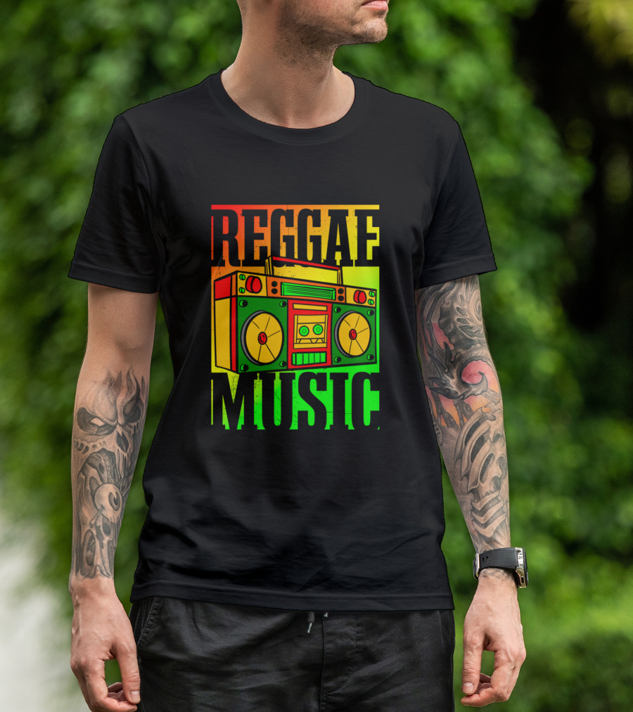 Reggae Music Boombox Vintage Jamaican Vinyls T-Shirt