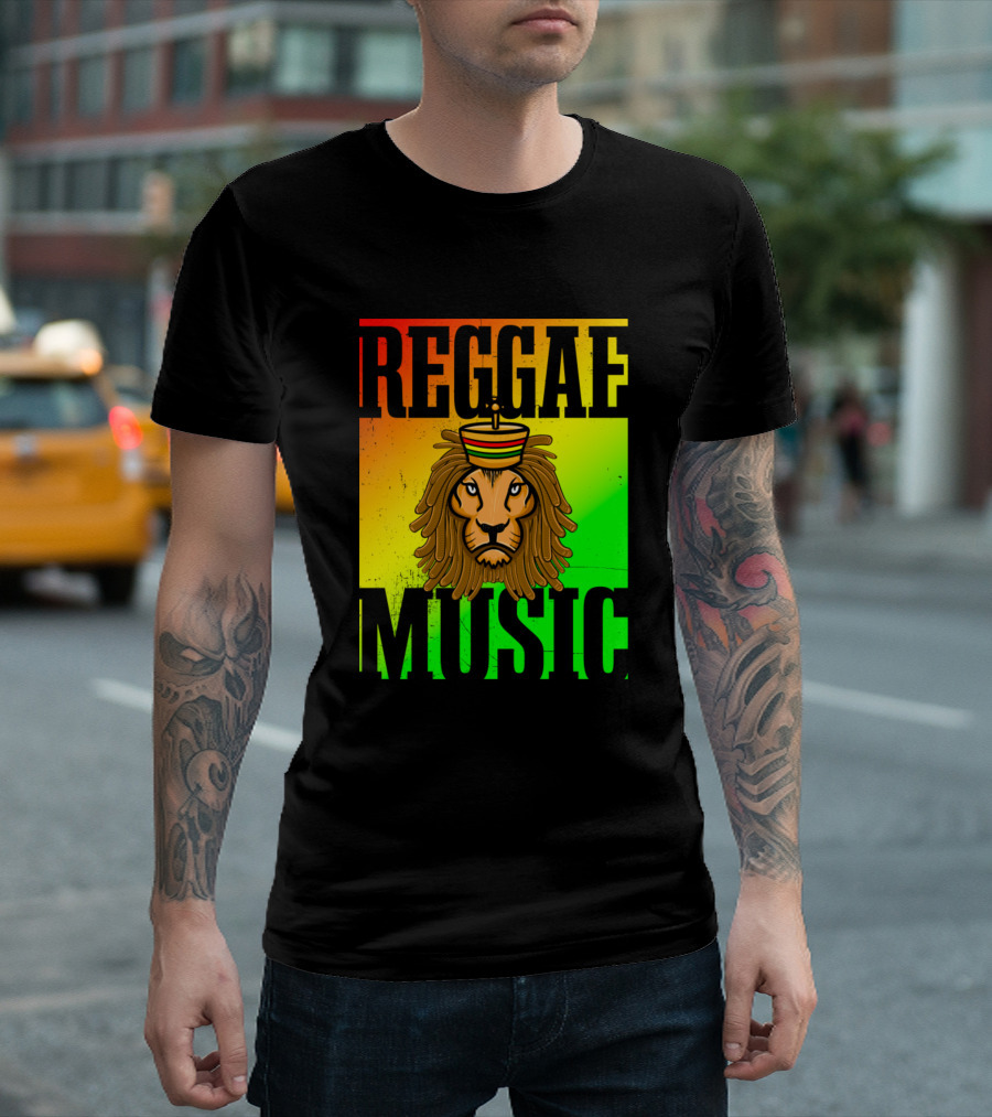 Reggae Music Lion of Judah with Rastafarian Colors T-Shirt