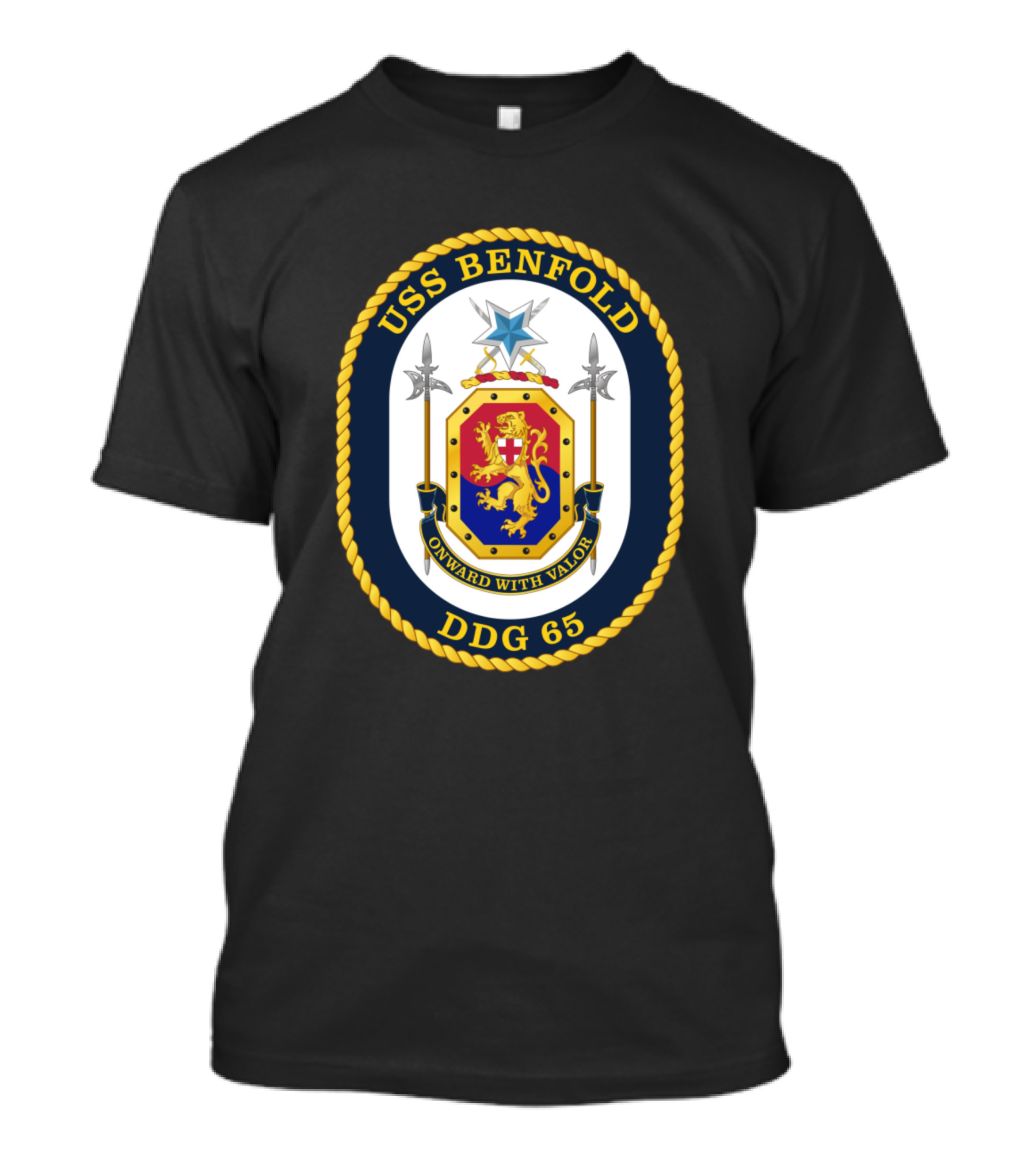 USS Benfold DDG 65 Onward With Valor Emblem T-Shirt