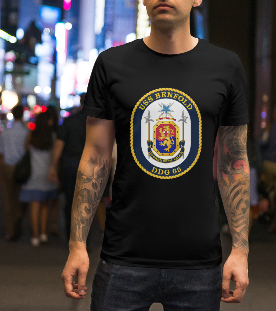 USS Benfold DDG 65 Onward With Valor Emblem T-Shirt