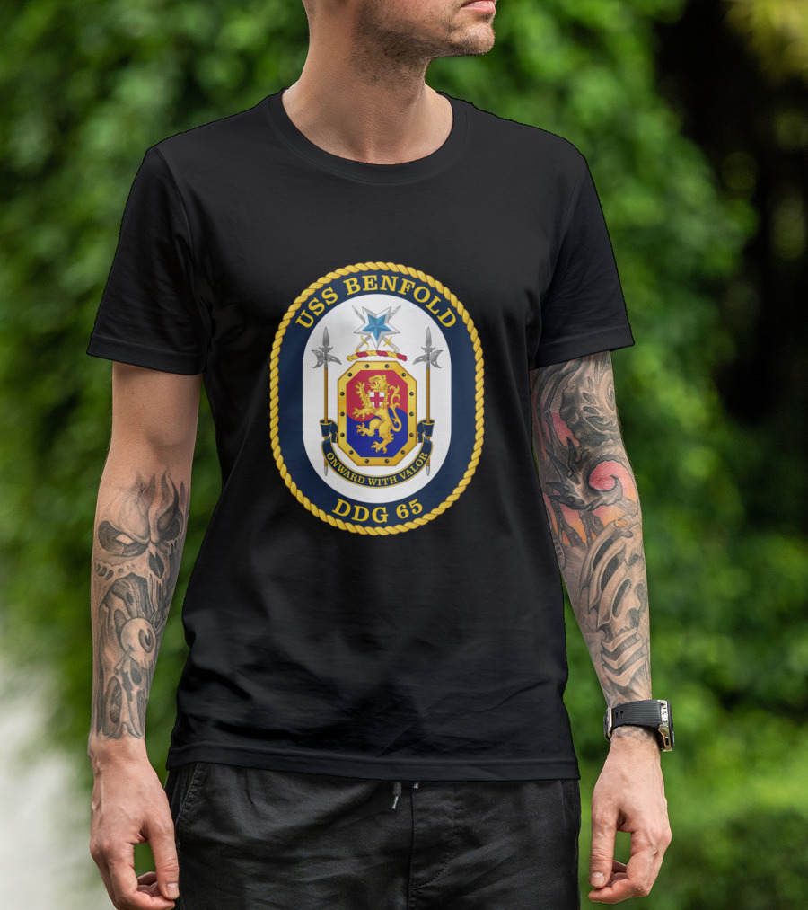 USS Benfold DDG 65 Onward With Valor Emblem T-Shirt