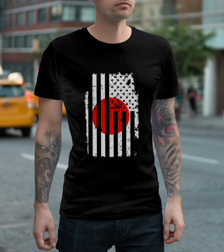 Vintage Distressed Japan America Flag T-Shirt