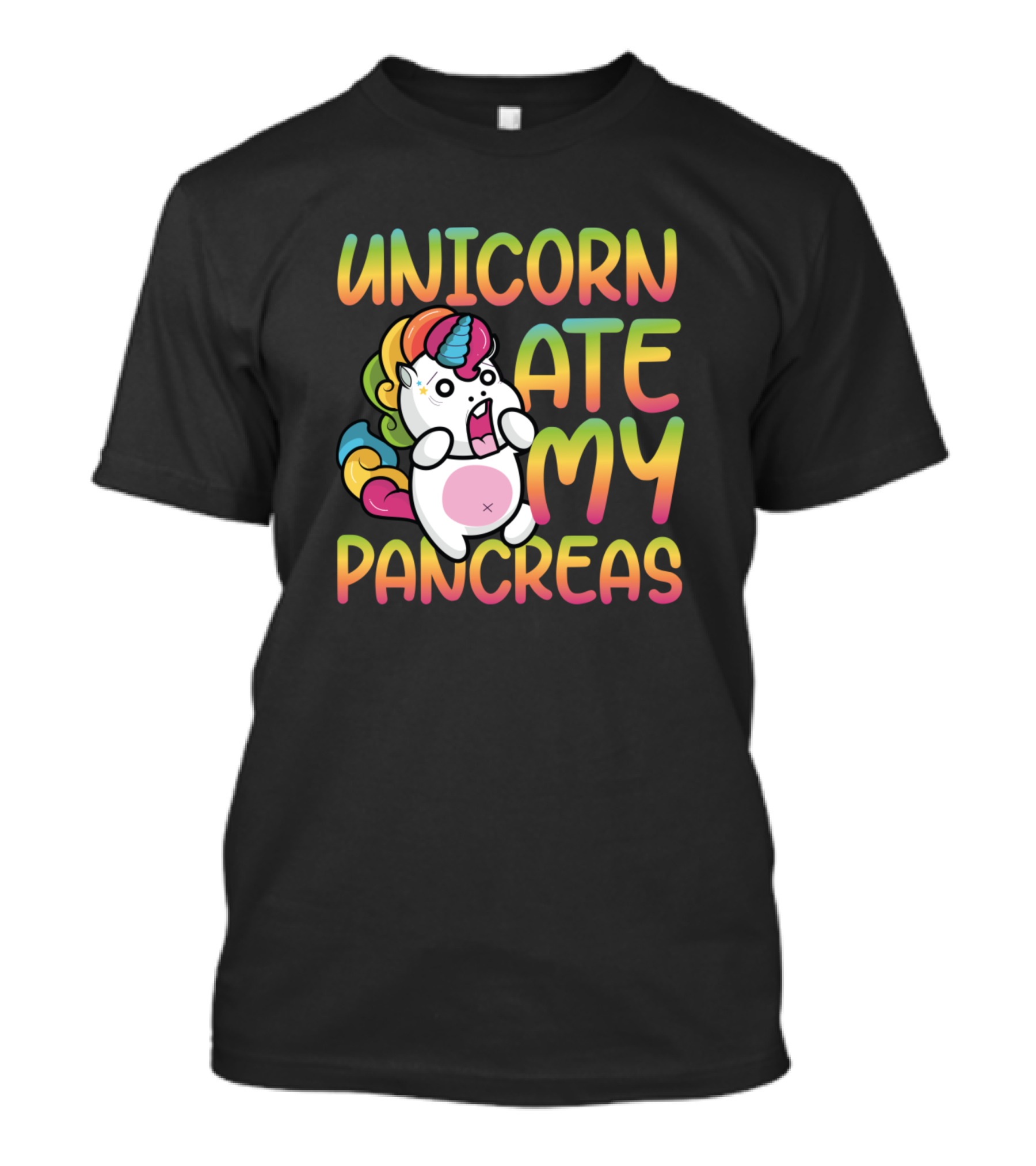 Unicorn Ate My Pancreas Rainbow Cartoon T-Shirt