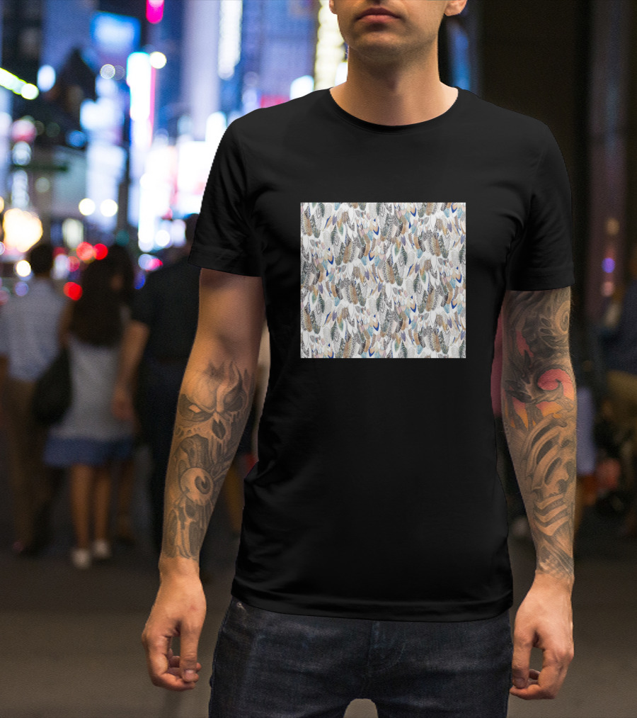 Bird Feather Motif Pattern Multicolor Feather T-Shirt