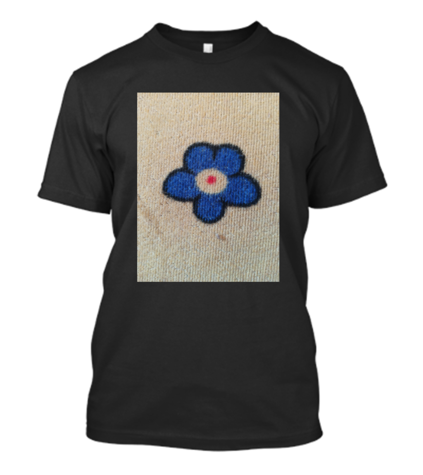 Blue Color Single Flower T-Shirt