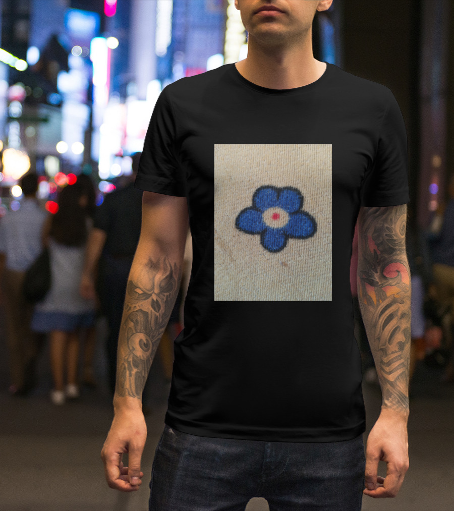 Blue Color Single Flower T-Shirt