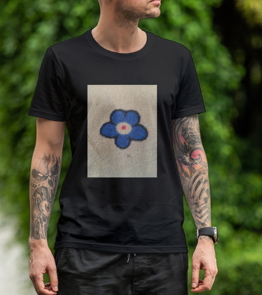 Blue Color Single Flower T-Shirt