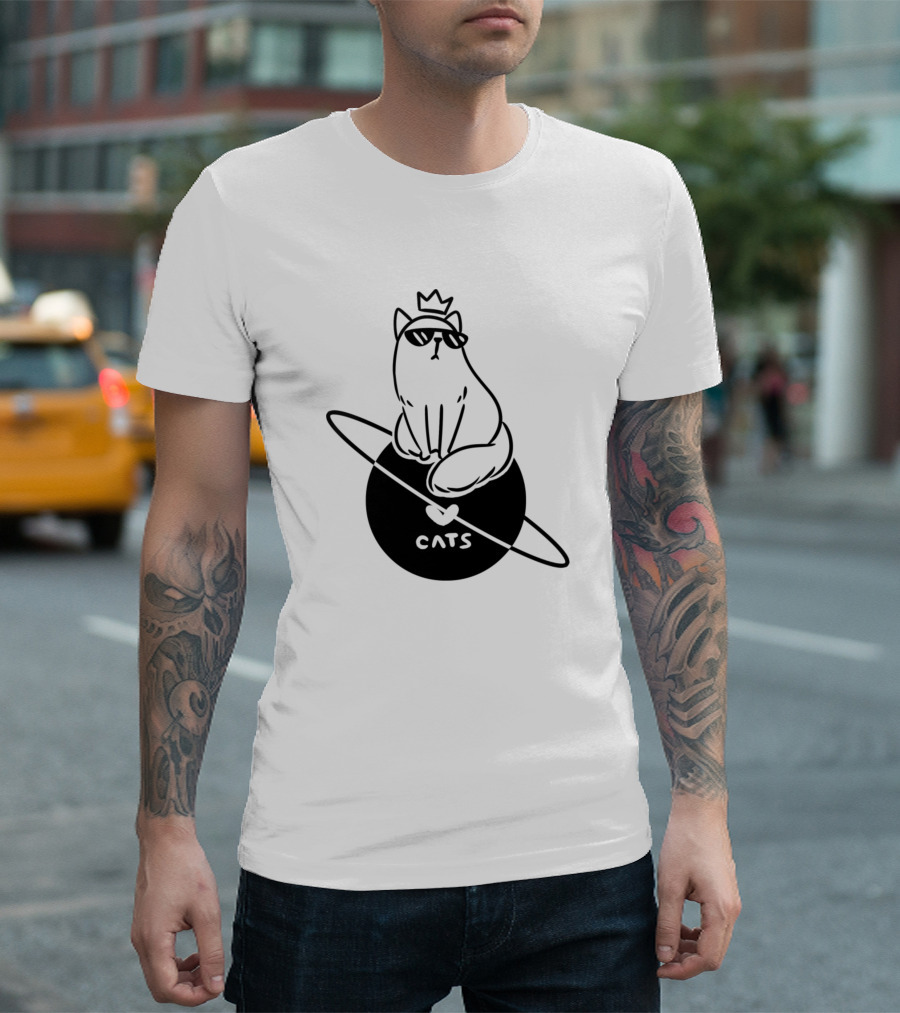 Cool Cats Are Kings on Planet With Heart Crown T-Shirt