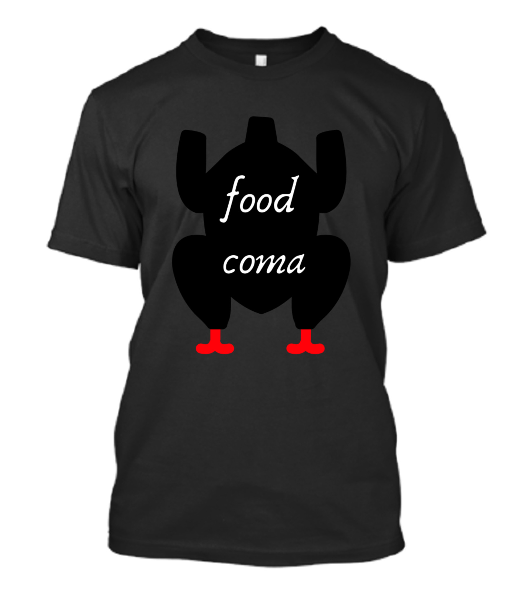 Food Coma Turkey Silhouette Classic Red Feet T-Shirt
